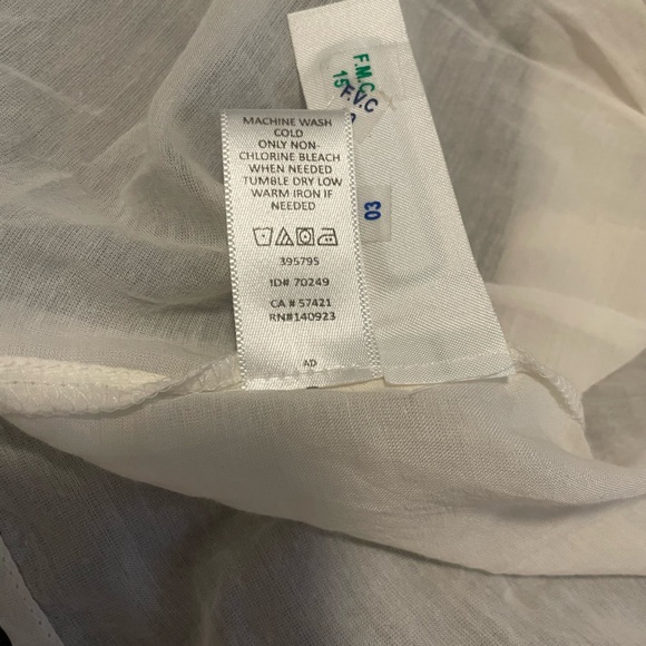 LOFT Ann Taylor Sheer Embroidered White Tank Top Peplum Waist Medium - Picture 4 of 6